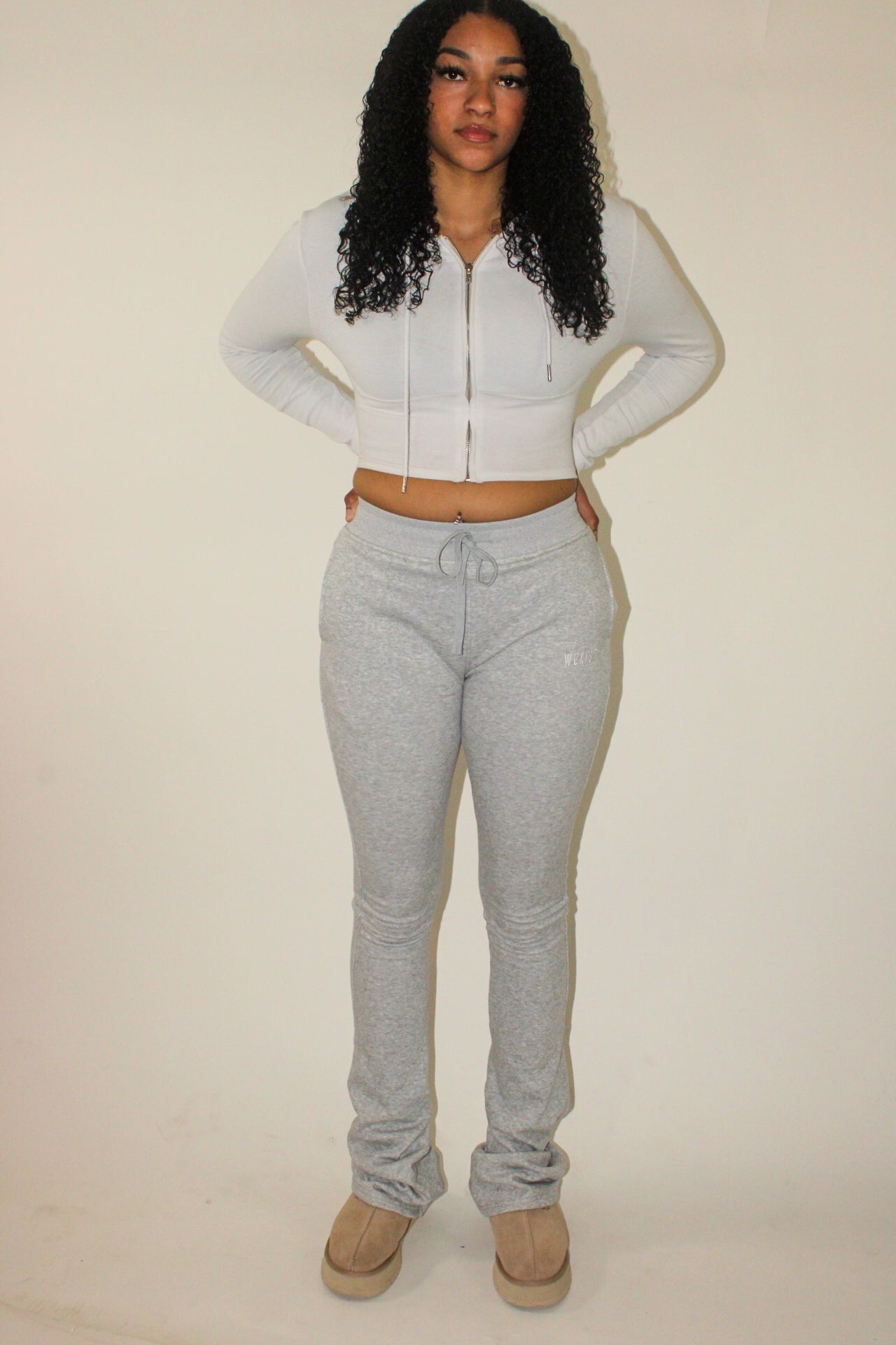 Gray Tall Girl Flared Stacked Sweatpants