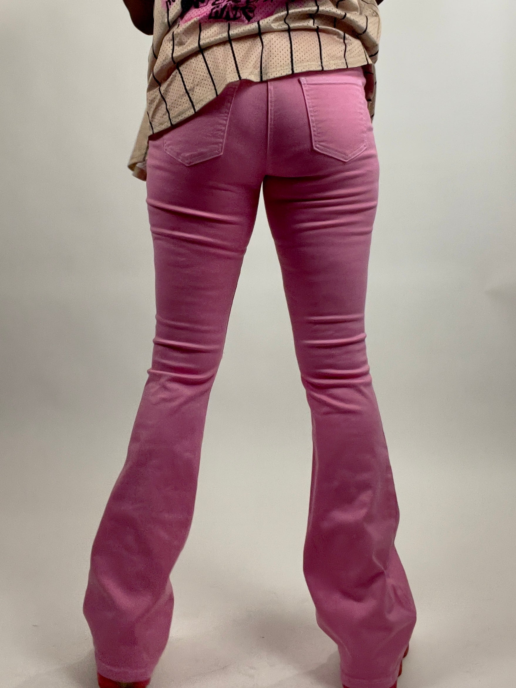 Hand Dyed Flared Distressed Jeans