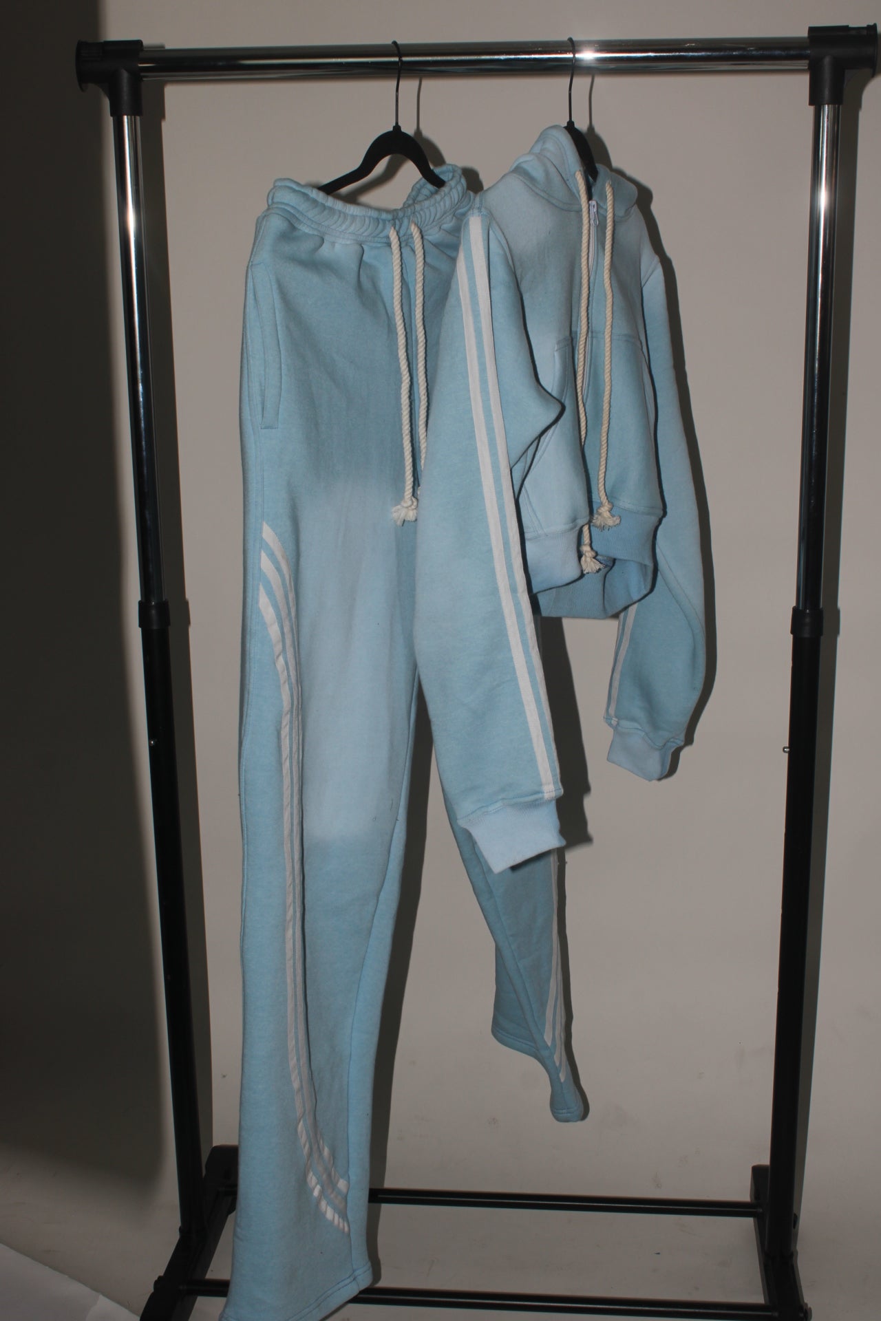 Sky Blue Varsity Cropped Hoodie