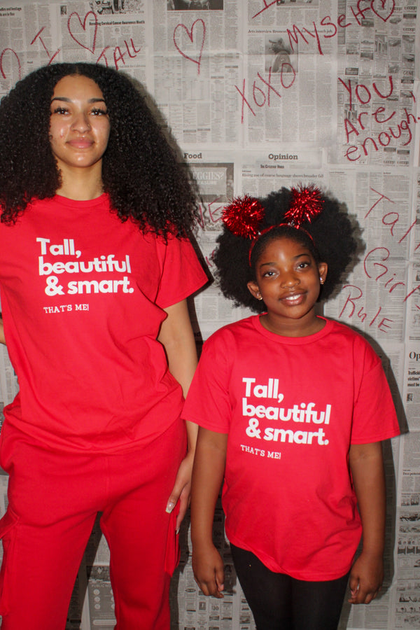 WEXIST matching “tall beautiful and smart! T-shirts for tall girls and tall women to build confidence! Red 