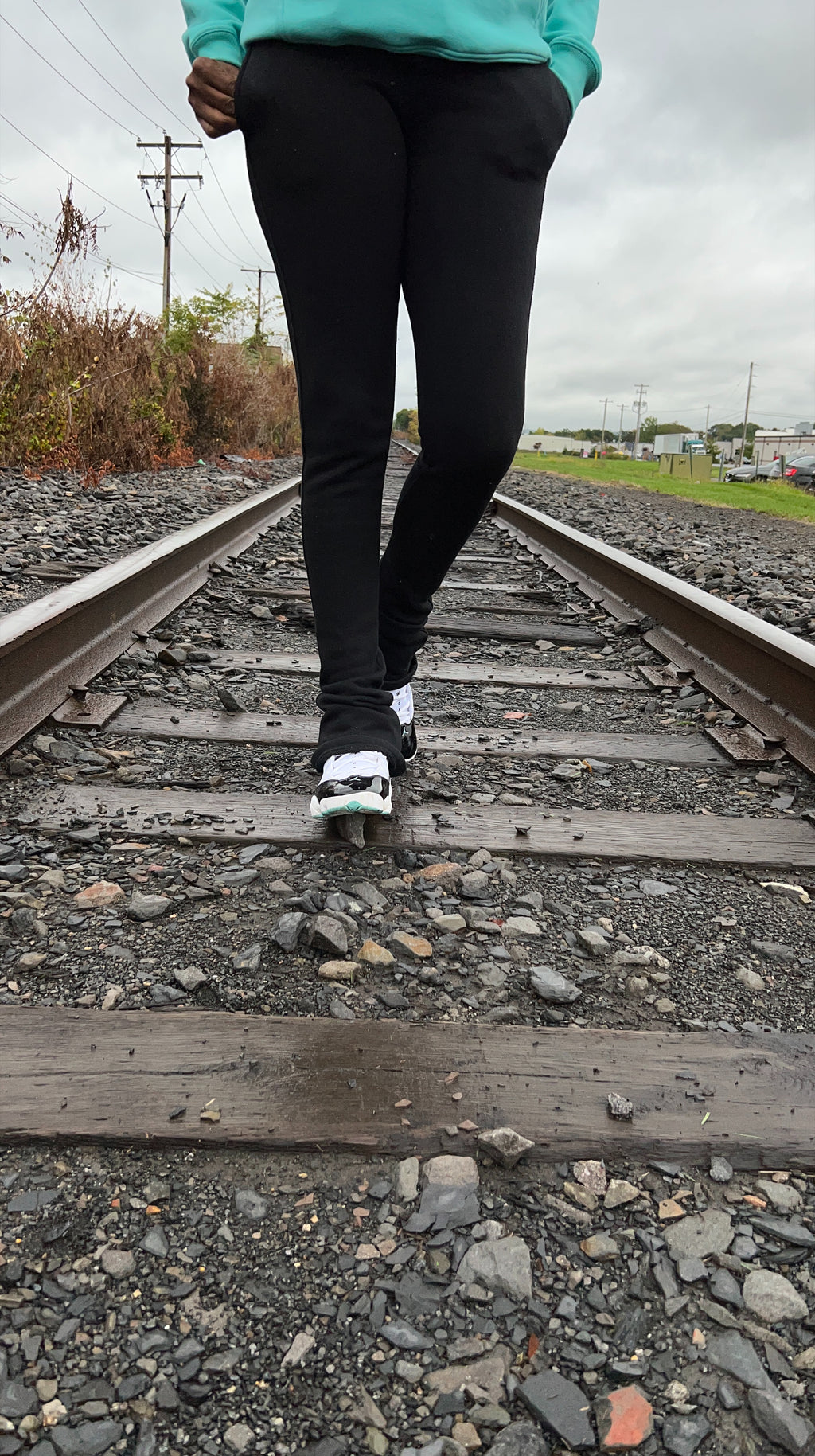 Black Tall Girl Stacked Joggers