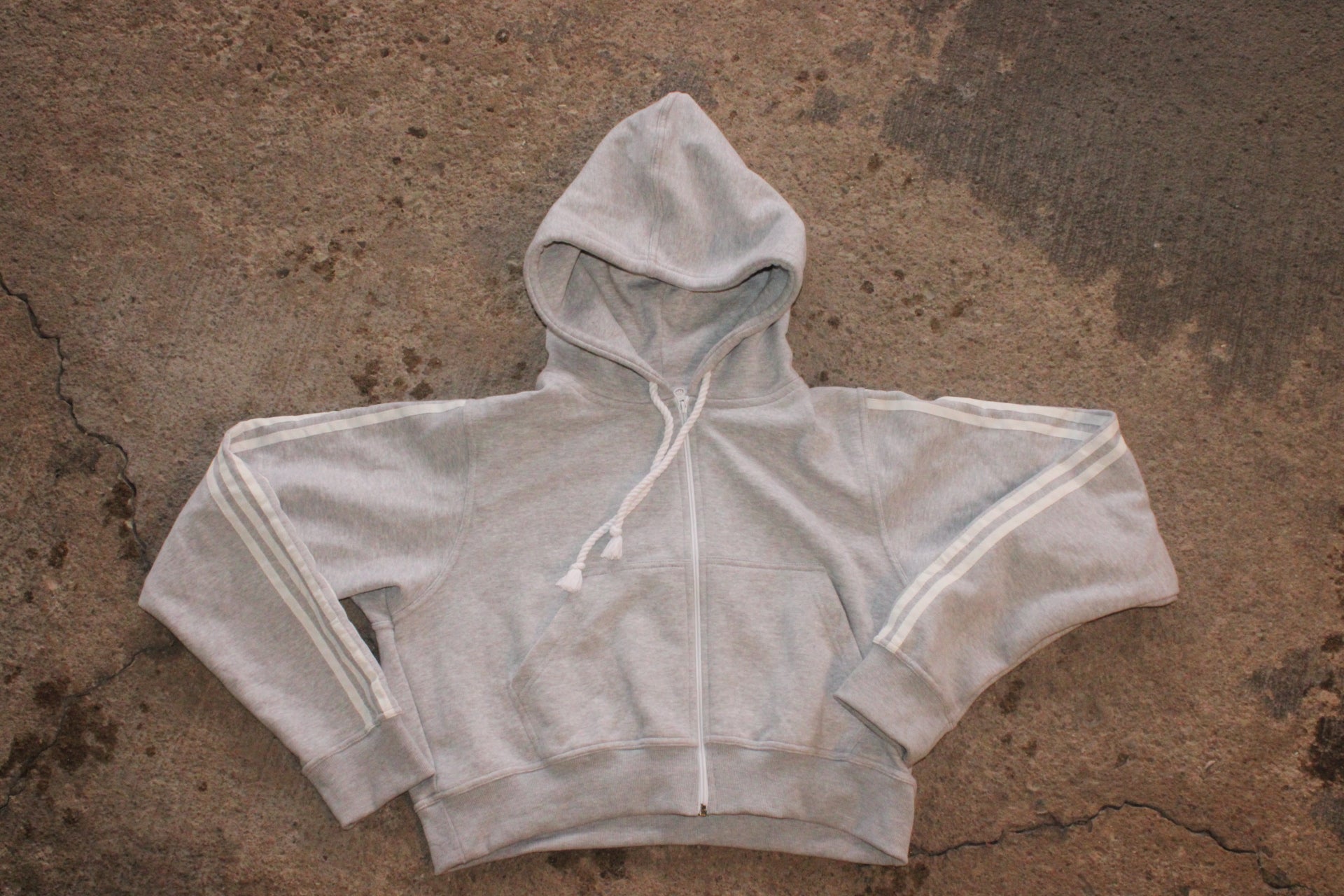 Gray Varsity Cropped Hoodie