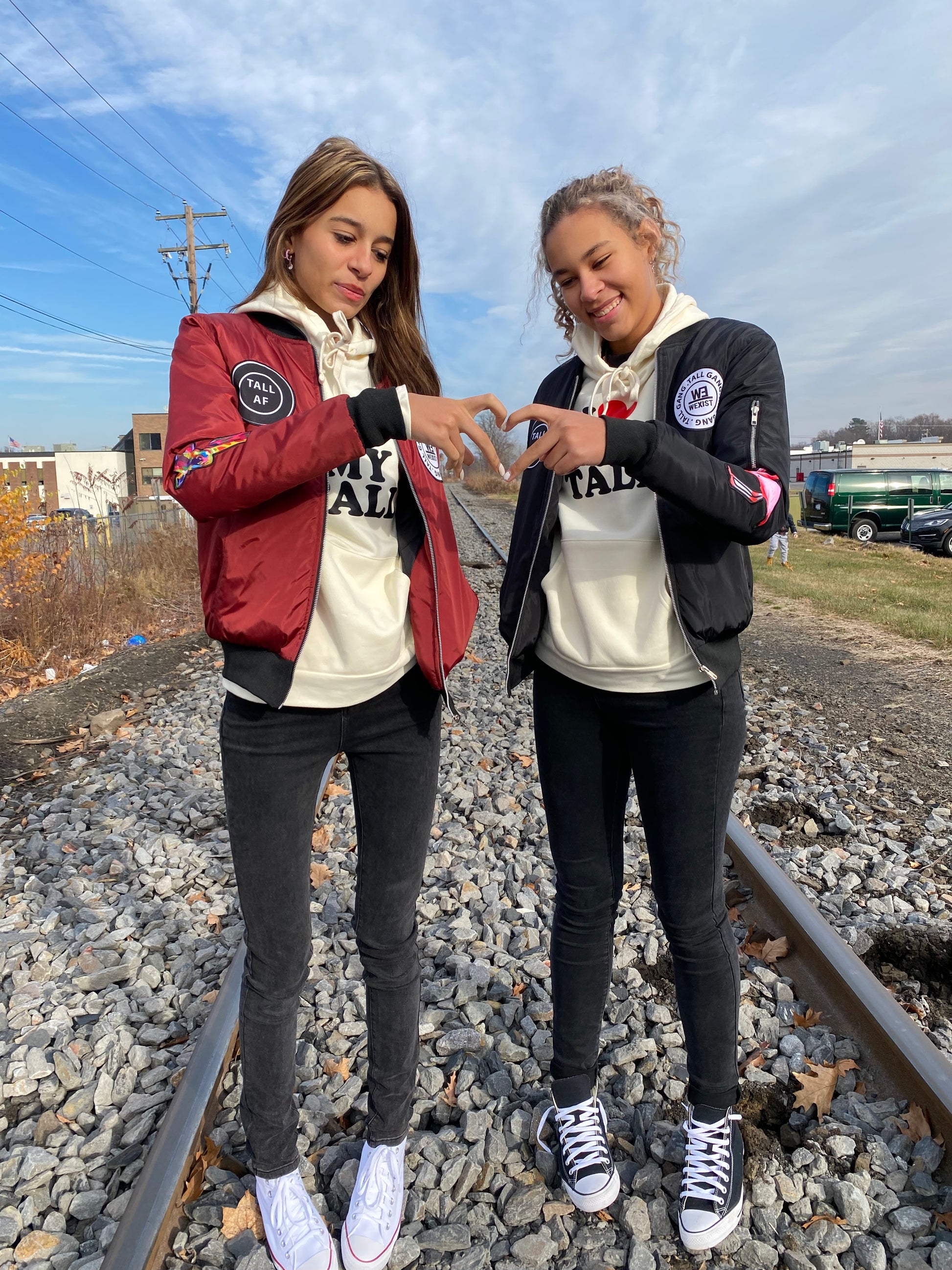 Teens wearing WEXIST Bronx bomber made for tall girls