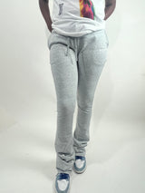 Gray Tall Girl Flared Stacked  Sweatpants