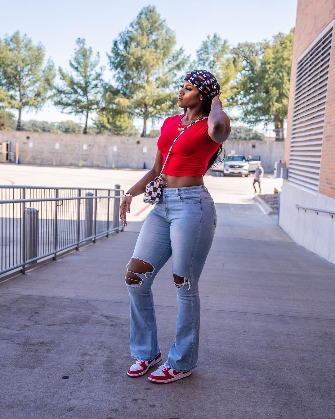 Blue Flared Distressed Jeans