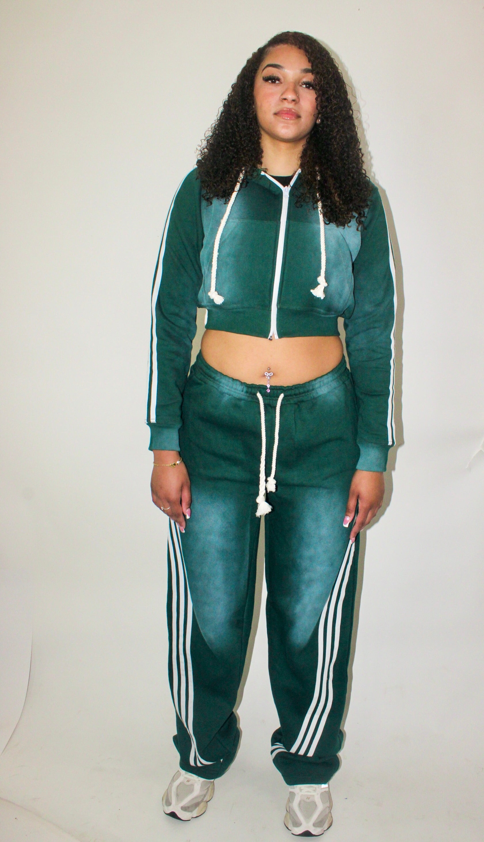 Forest Green Varsity Cropped Hoodie