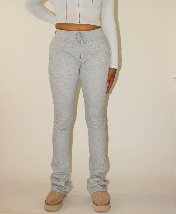 Gray Tall Girl Flared Stacked  Sweatpants