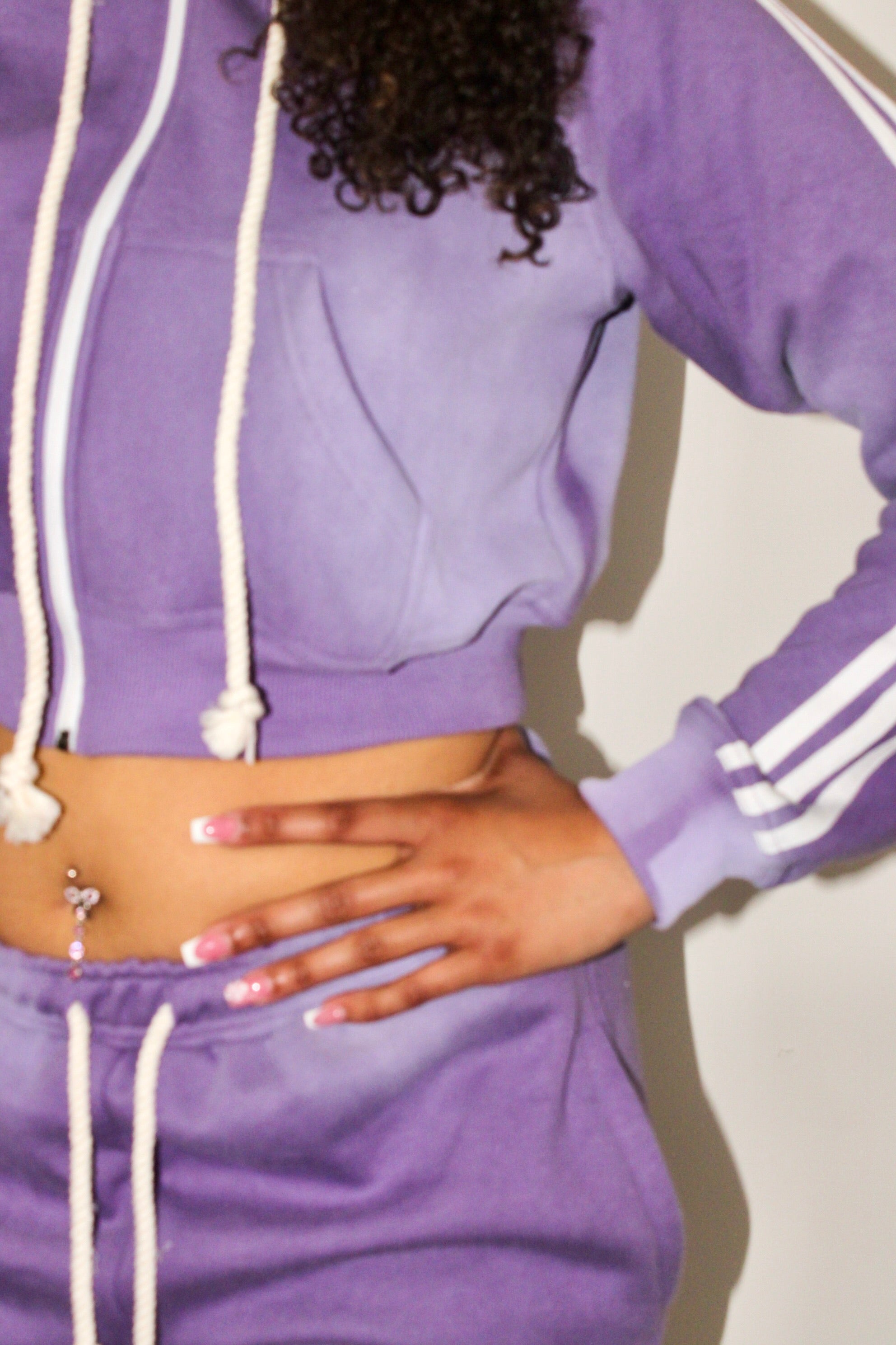 Purple Varsity Cropped Hoodie