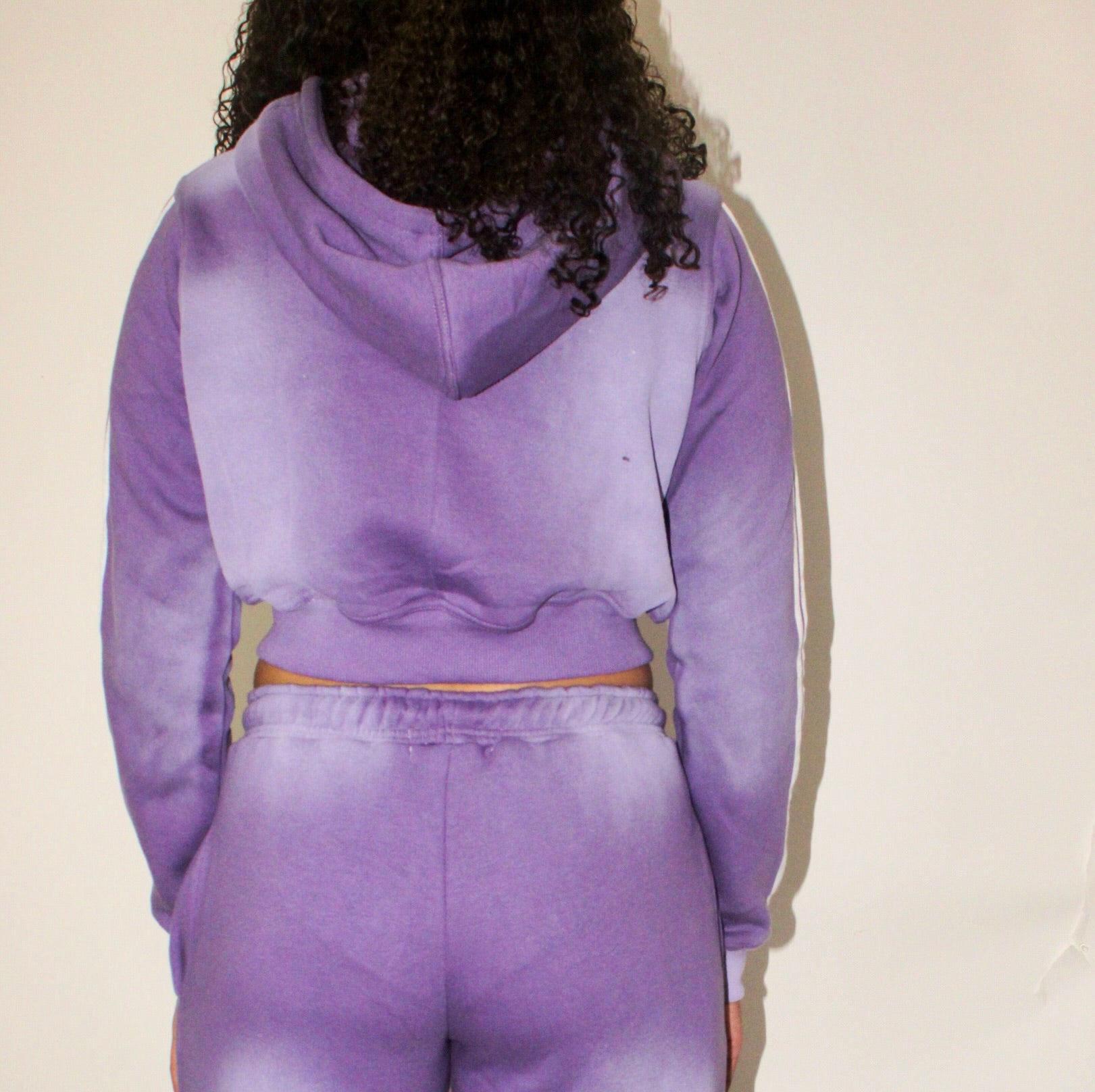 Purple Varsity Cropped Hoodie