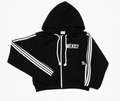 Black Varsity Cropped Hoodie