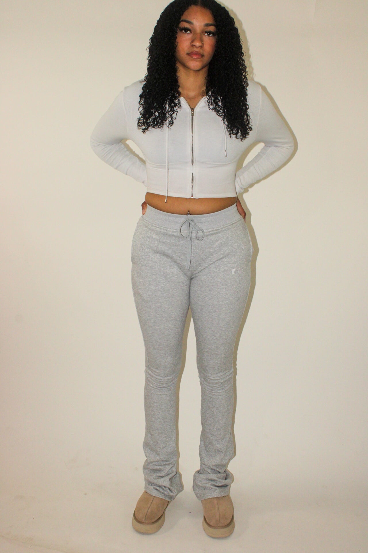 Gray Tall Girl Flared Stacked  Sweatpants