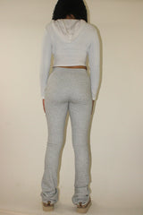 Gray Tall Girl Flared Stacked  Sweatpants