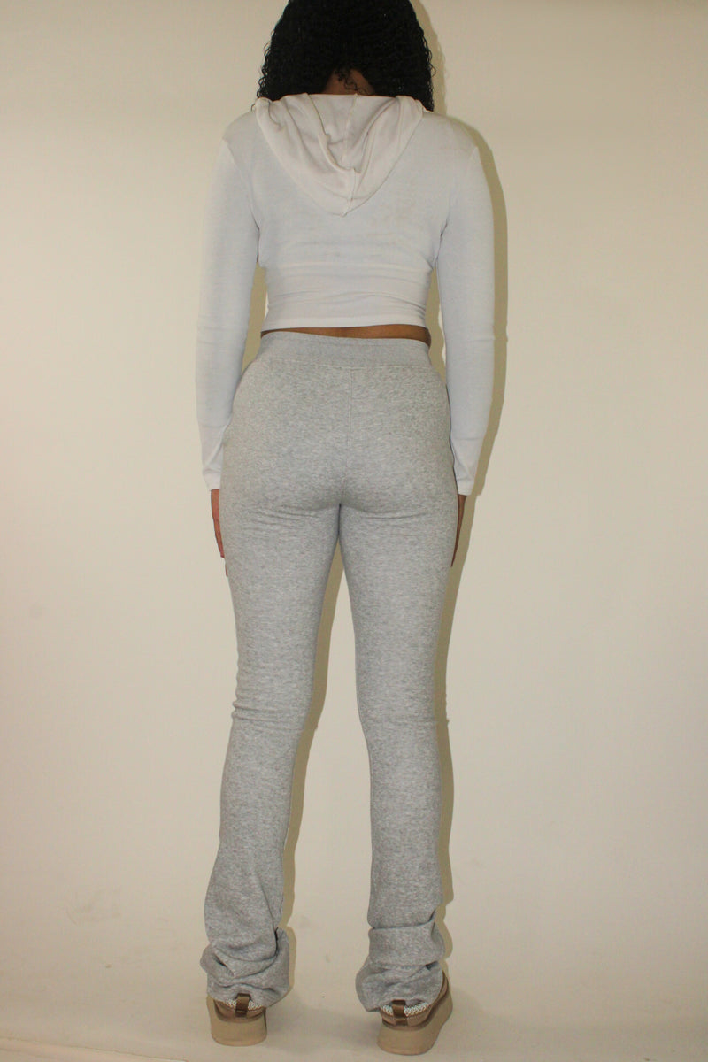 Gray Tall Girl Flared Stacked  Sweatpants