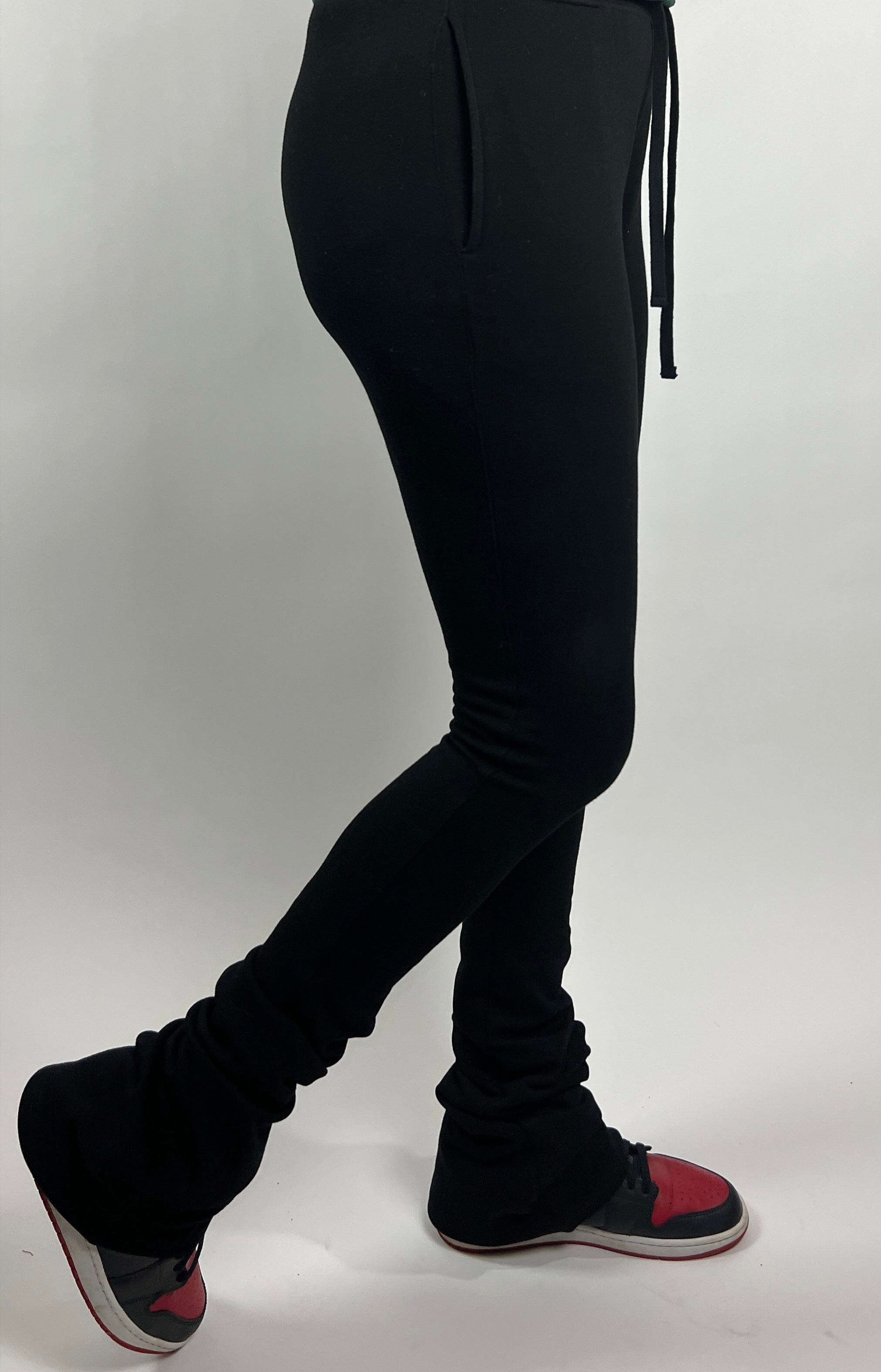 Black Stacked Joggers -  Tall Girl Fit