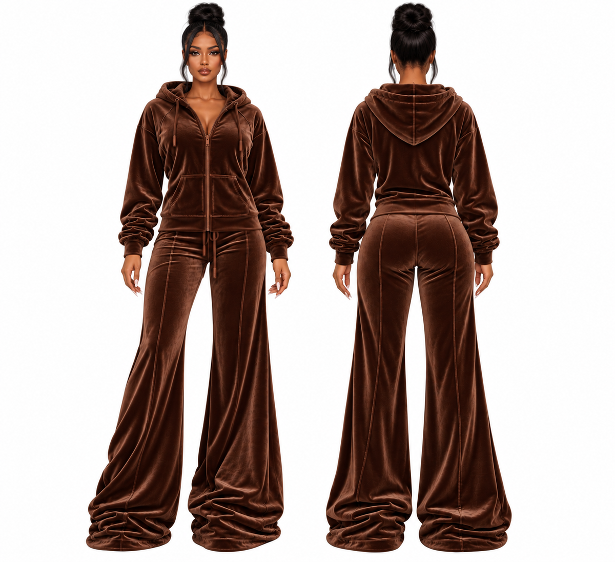 After Hours Velour Flow Trouser — Chocolate