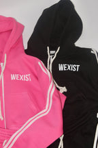 Black Varsity Cropped Hoodie
