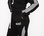Black Varsity Cropped Hoodie