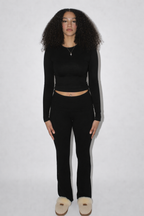 WEXIST long-sleeve crew neck and fold-over pants set on a 6-foot tall model