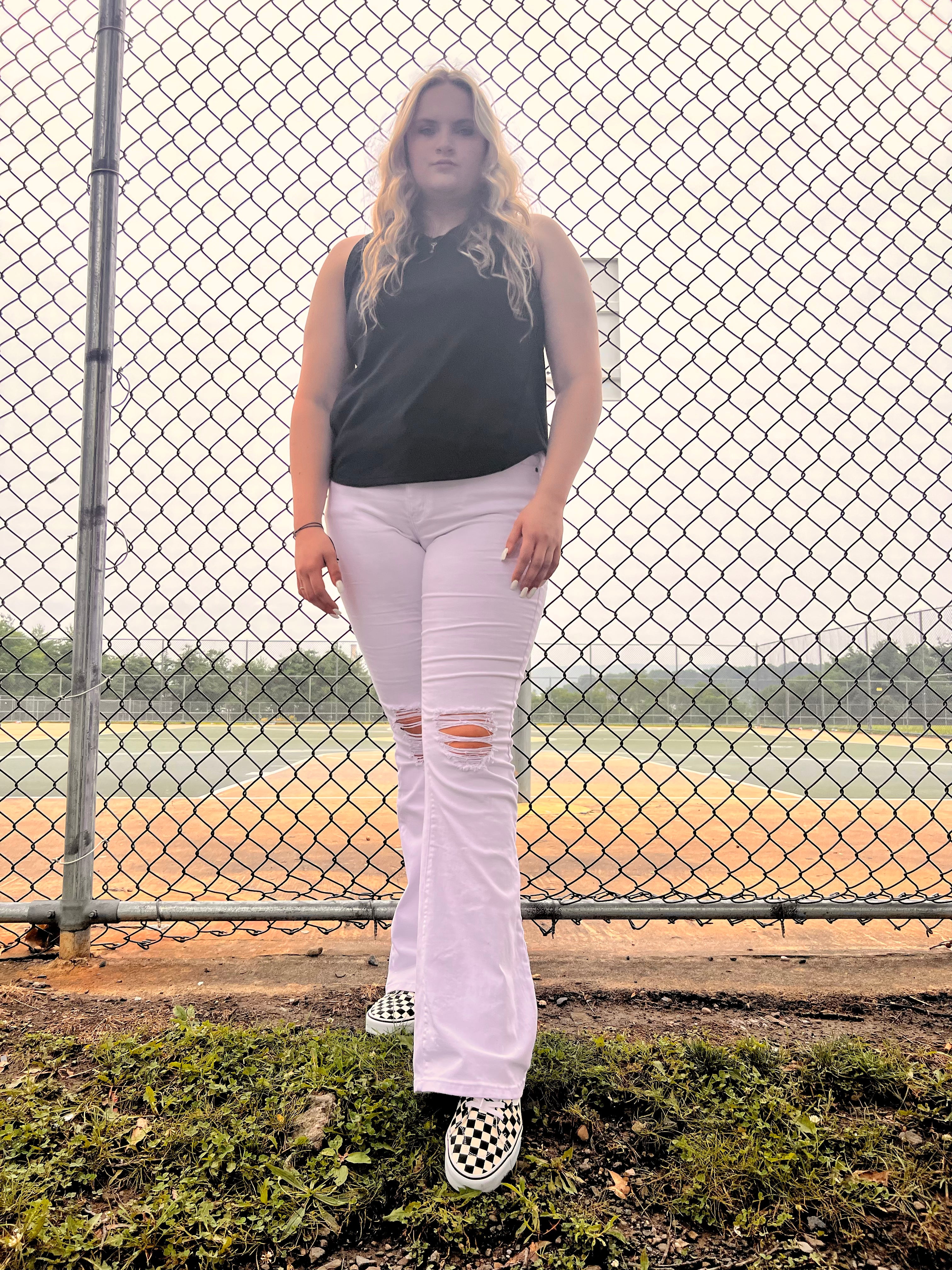 Tall White Flared Distressed Jeans