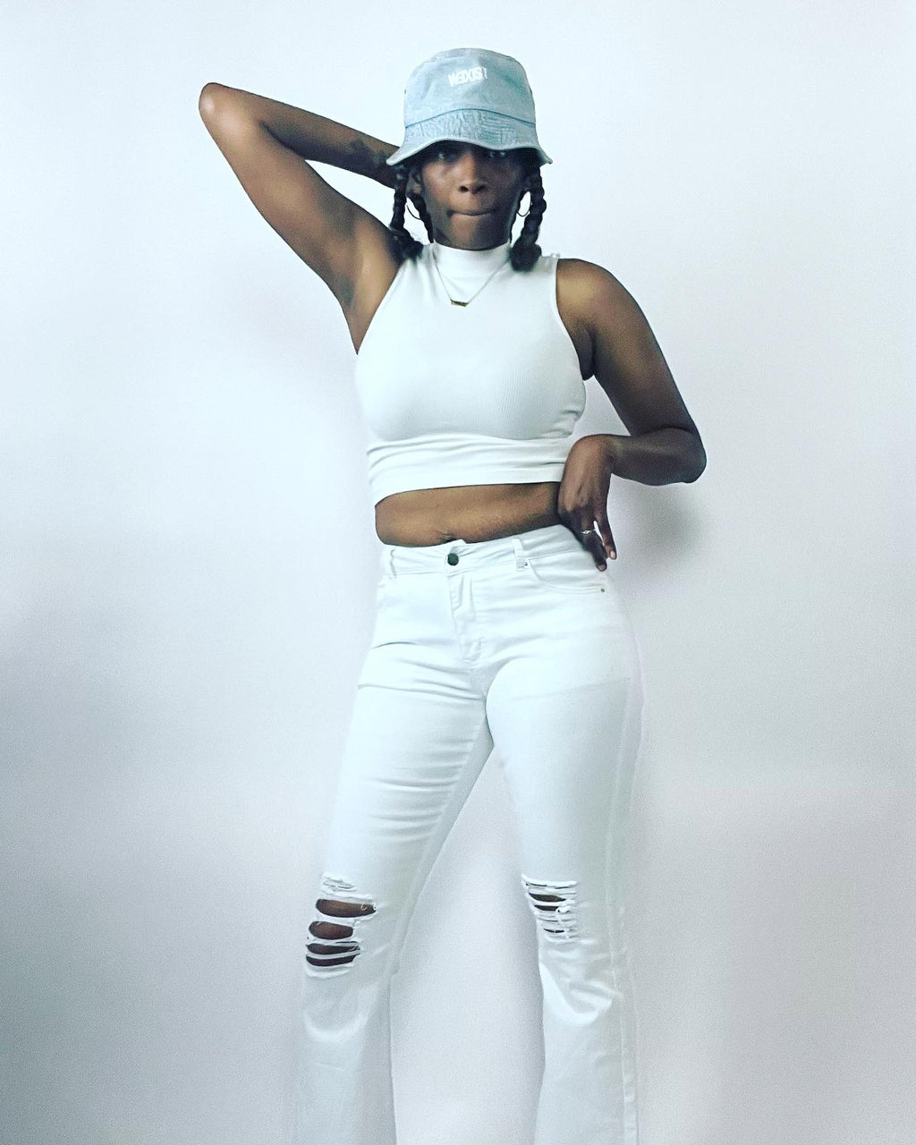 Tall White Flared Distressed Jeans