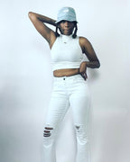 Tall White Flared Distressed Jeans