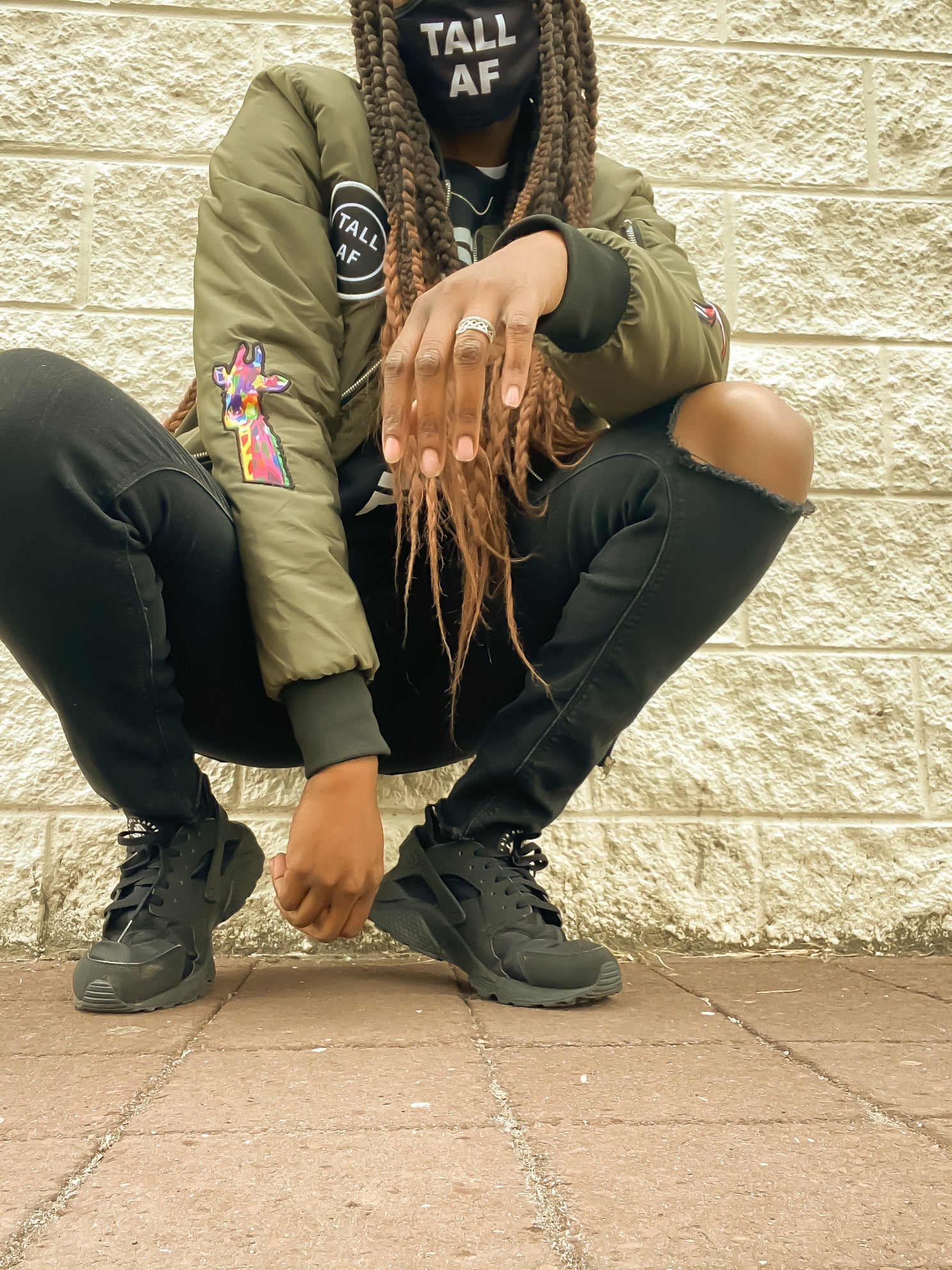 Tall Girl Bomber Patch Jacket