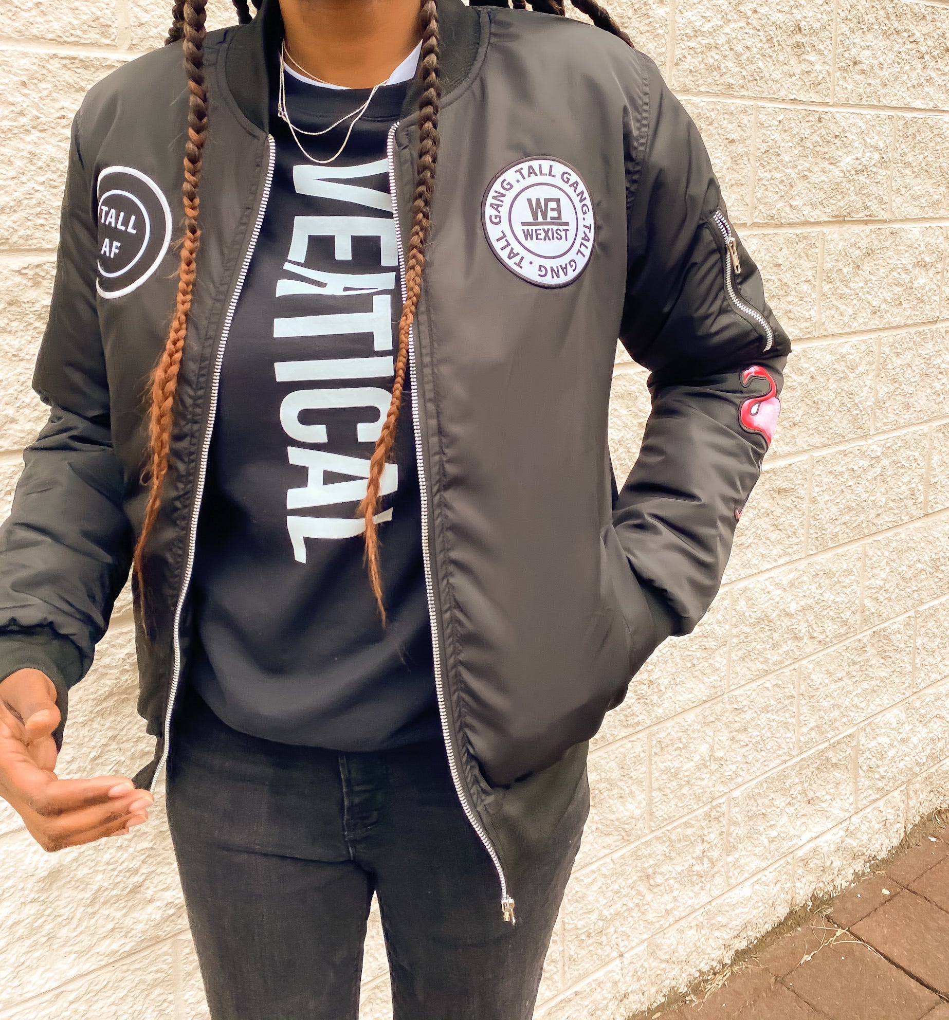 Tall Girl Bomber Patch Jacket