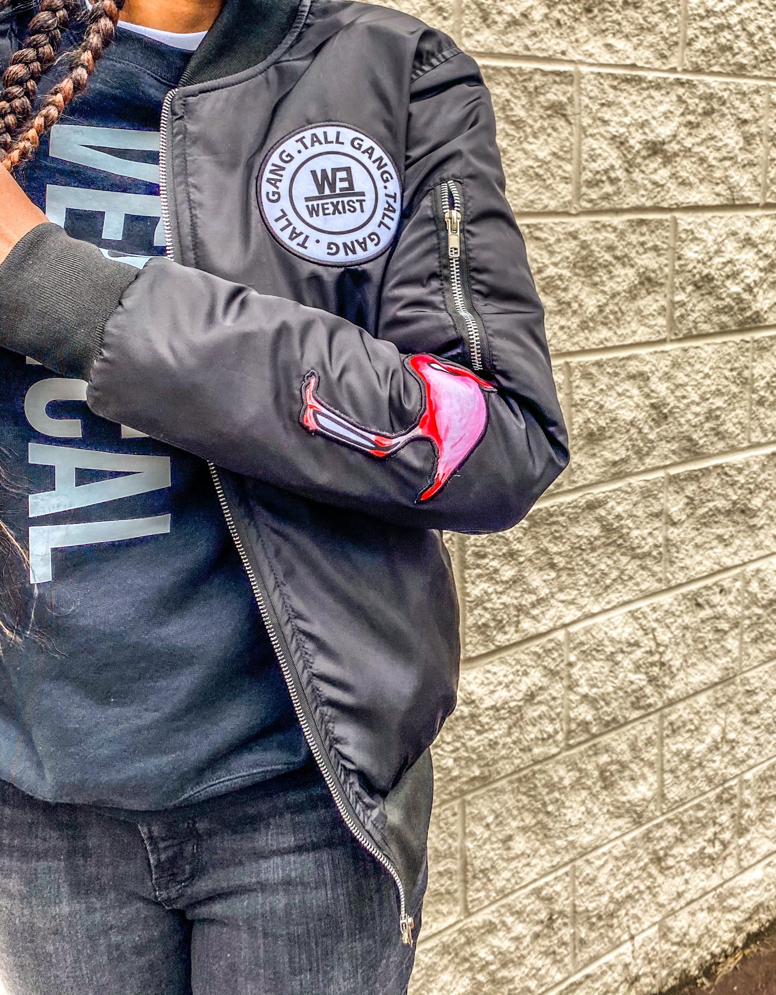 Tall Girl Bomber Patch Jacket